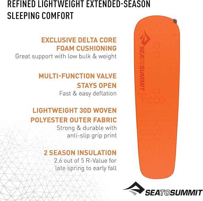Sea to Summit Ultralight Self-Inflating Foam Sleeping Pad for Backpacking and Camping, Small (67 x 20 x 1 inches)