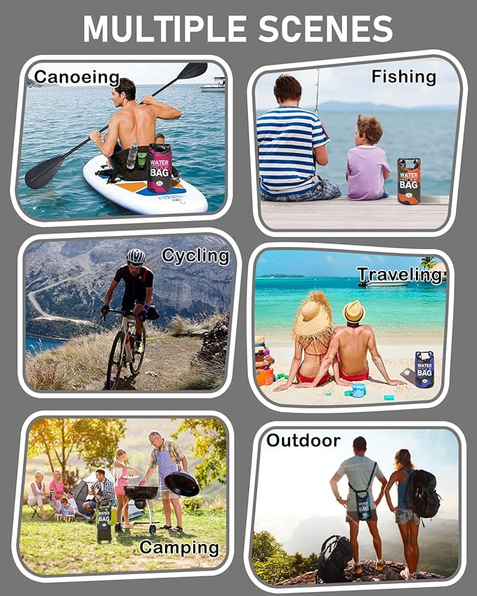 babygoal Waterproof Dry Bag and Wet Bag, Roll Top Waterproof 2L Backpack Sack for Travel,Swimming,Kayaking, Beach, Rafting, Boating, Hiking, Camping and Fishing 2WLL06-B