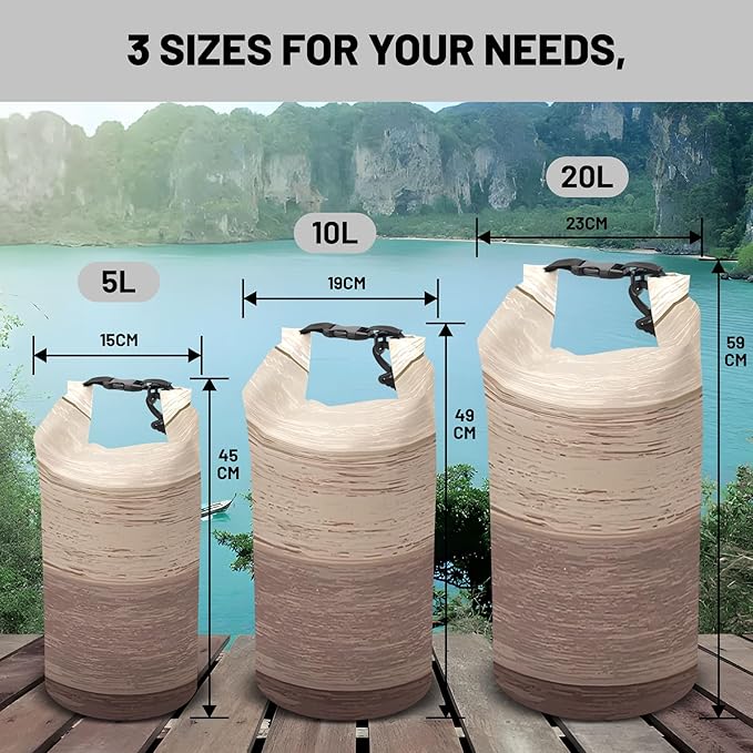 Waterproof Dry Bag,Roll Top Brown Ombre Rustic Barn Wood Small Waterproof Backpack 5L/10L/20L Floating and Lightweight Bags for Kayaking, Boating, Fishing, Swimming and Camping