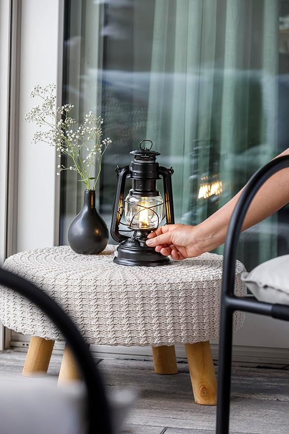 Outdoor Kerosene Fuel Lantern, German Made Weather Resistant Baby Special 276 Galvanized Hurricane Lamp for Camping or Patio, 10 Inches, Matte Black