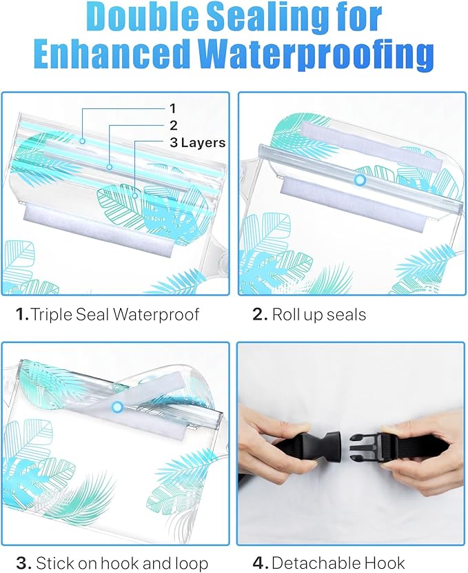 F-color Waterproof Fanny Pack - Waterproof Phone Pouch with Waist Strap - Cruise Essentials 2025 Must Haves Waterproof Pouch Dry Bag Keep Phone Valuables Safe for Beach Kayaking Boating Fishing