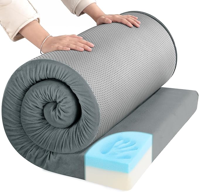 HOMBYS 3 INCH Thick Waterproof Memory Foam Camping Mattress for Outdoor Sleeping, Portable Roll Up Mattress Pad Mat for Travel Truck Bed Tent