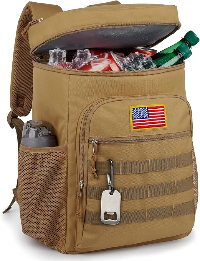 Tactical Backpack Cooler for Men, 25L Large Insulated Backpack Leak-Proof, Heavy Duty Lunch Backpack, Waterproof Ice Chest Bag Women Adults Work Daytrip Camping Beach Hiking