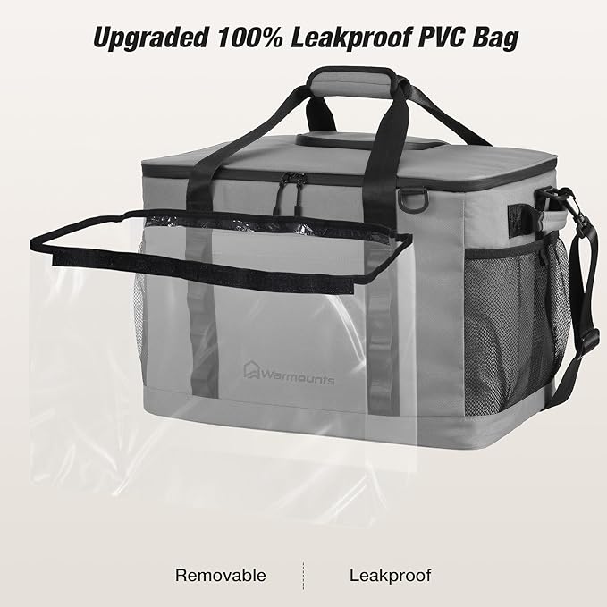 Insulated Cooler Bag 48/75 Cans, Soft Sided Portable Lunch Bag Coolers w/Zippered Top, Leak Proof PVC Interlayer, 5-Layer Insulation Large Ice Chest Bag for Travel, Camping, Beach, Picnic
