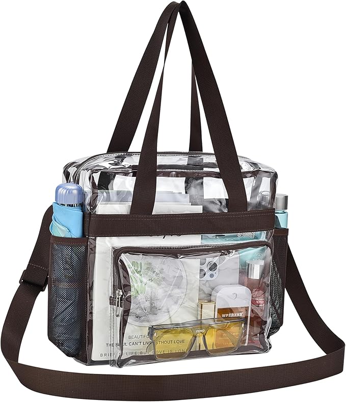 USPECLARE Clear Tote Stadium Approved, Security Travel & Gym Clear Bag for Work Sports Games Concerts