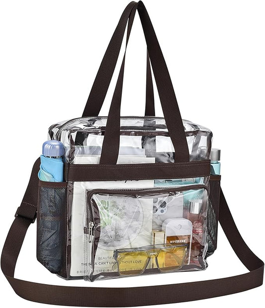 USPECLARE Clear Tote Stadium Approved, Security Travel & Gym Clear Bag for Work Sports Games Concerts