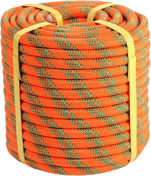 1/2inch Arborist Rope Tree Climbing Rope 48 Strand（150ft） Polyester Bull Rope for Swing Pulling Outdoor Marine