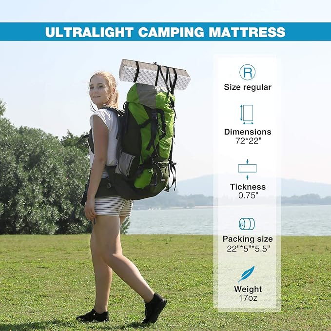 REDCAMP Foldable Foam Camping Pads for Sleeping, Waterproof Closed Cell Foam Camping Sleeping Pad - Ultra-Lightweight for Hiking & Backpacking, R-2.1 Insulated, Royal Blue/Grey/Green/Brown/Khaki
