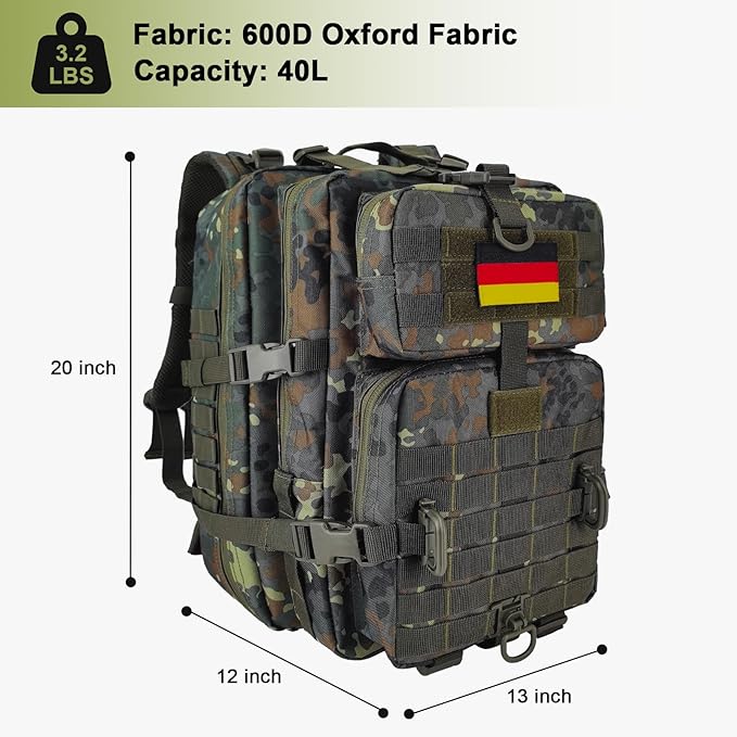 MOLLE Assault Pack, Tactical Backpack Military Army Camping Rucksack, 3-Day Pack