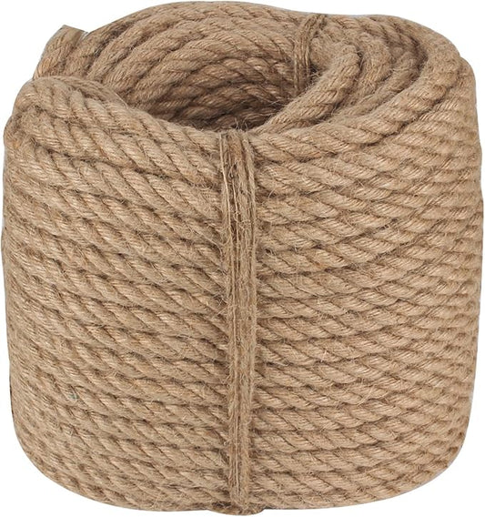 Twisted Manila Rope 1/2 in x 100 feet Natural Hemp Rope for Docks Railing Nautical Landscaping Crafts Tug of War Marine Tie-Downs Hammock Home Decorating