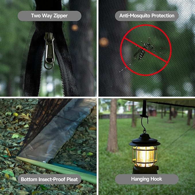 Hammock Screen House with 2 Openings, Lightweight Camping Tarp Tent Mosquito Net for Camping, Picnics, Backyard and Backpacking