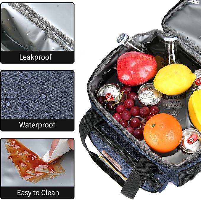 Tactical Lunch Box for Men- Large Insulated Lunch Bag-Expandable Adult Lunch Box with Adjustable Shoulder Strap-Large Lunch Tote Bag for Work Camping Fishing (Dark Blue)