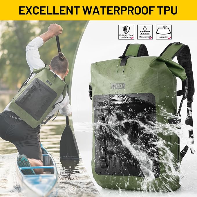 MIER Dry Bag Waterproof Backpack 30L Dry Sack Heavy Duty Roll-Top Closure for Kayaking, Beach, Boating, Swimming, Surfing
