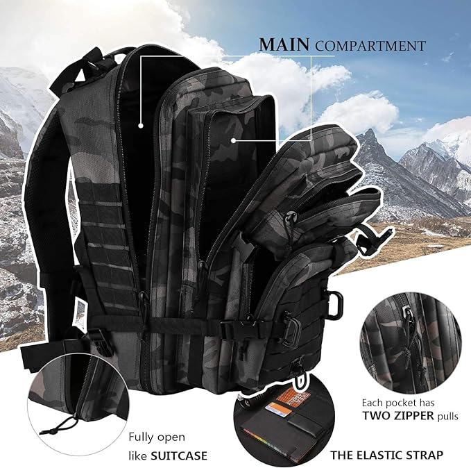 MOLLE Assault Pack, Tactical Backpack Military Army Camping Rucksack, 3-Day Pack