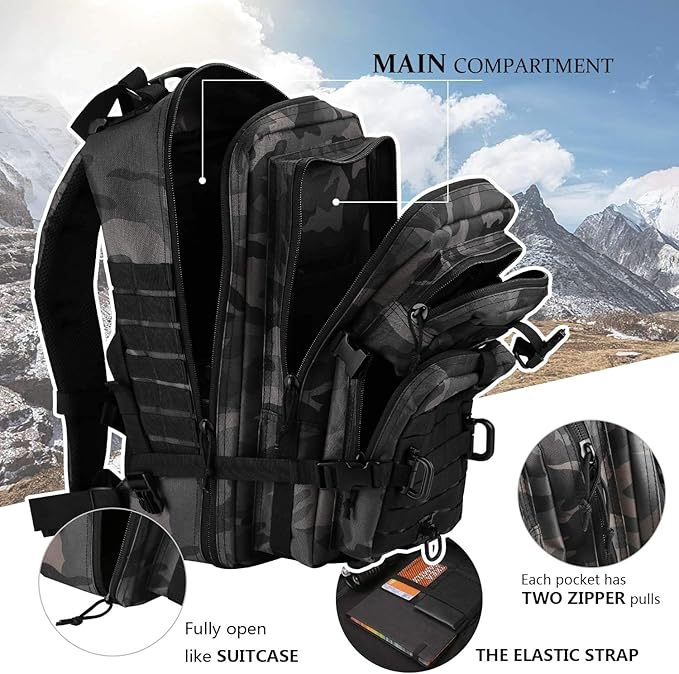 MOLLE Assault Pack, Tactical Backpack Military Army Camping Rucksack, 3-Day Pack