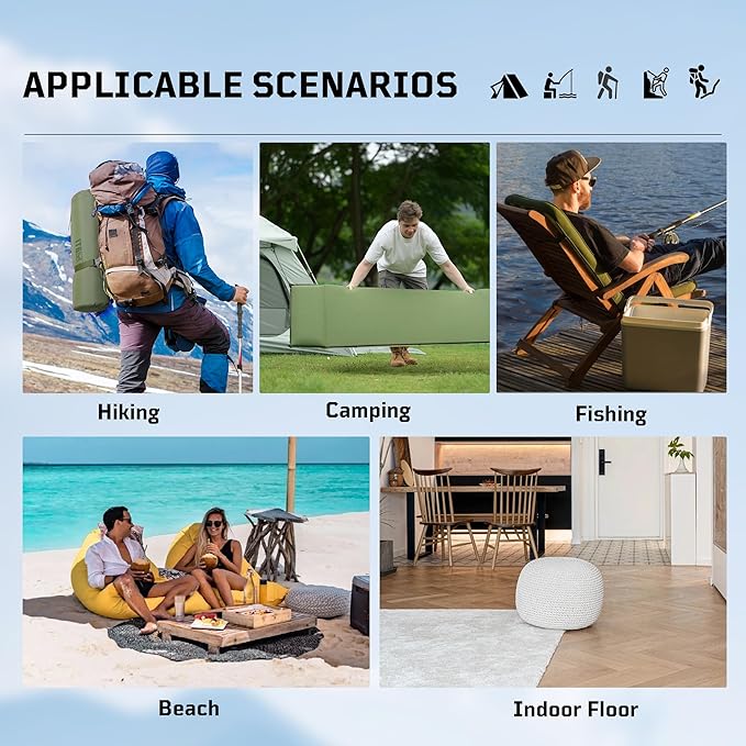 Self Inflating Sleeping Pad for Camping, Insulated Inflatable Camping Mattress for Winter, with Pillow, Dual Valves, Memory Foam, Sleeping Mat for Backpacking, Hammock, Tents, Floor