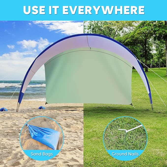 TOBTOS UPF 50+ Pop Up Beach Tent, Easy Set Up Beach Umbrella, Sun Shelter for 2-3 People UV Protection Portable Sunshade, Baby Canopy Cabana, Lightweight with Carry Bag