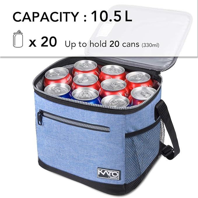 Tirrinia Large Insulated Lunch Box for Men/Women, Leakproof Thermal Lunch Bag for Office Picnic Work Beach Camping,Reusable Lunch Cooler Tote for Adult, Light Blue