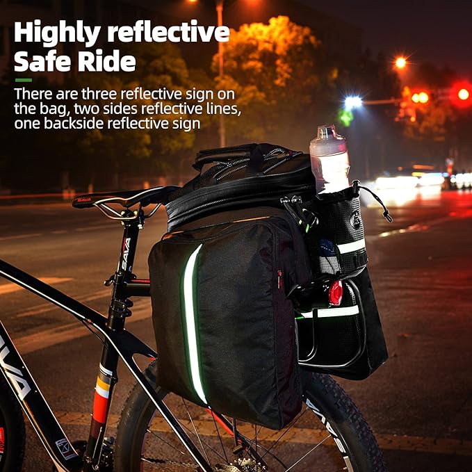 ROCKBROS Bike Rack Bag Trunk Waterproof Carbon Leather Bicycle Rear Seat Cargo Pack Pannier Handbag