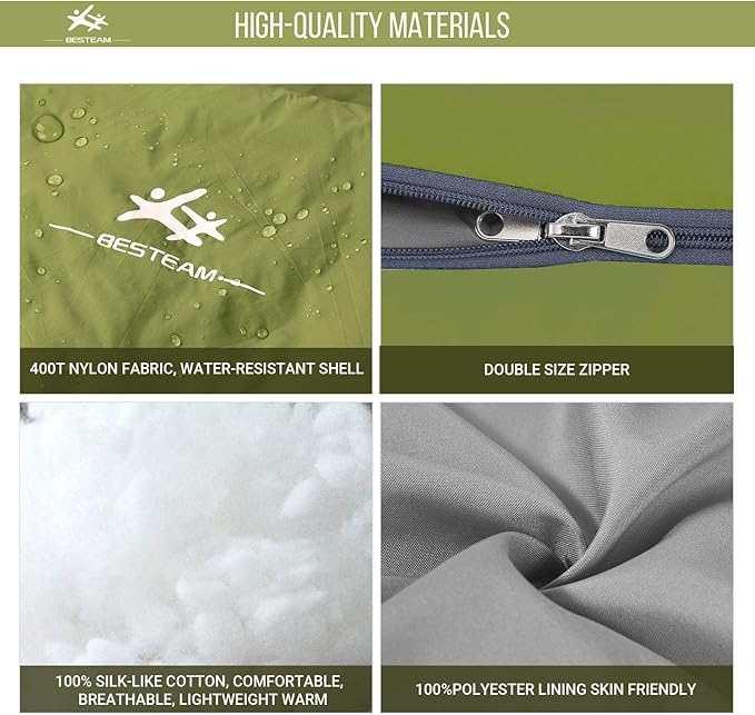 Warm Weather Sleeping Bag - Portable Waterproof Compact Lightweight, Packable for Kids, Teens Adults Camping Backpacking Hiking, Spring Summer Fall