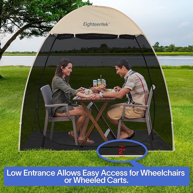 EighteenTek Screen House Gazebo, 2-4-6 Person Pop Up Screen Tent, Instant Screen Room with Carry Bag, Outdoor Mosquito Tent, Sun Shade Shelter for Patio, Garden, Backyard, Deck & Outdoor Activities