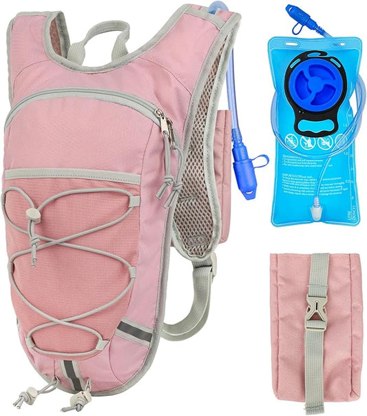Lightweight Hydration Backpack 2L Water Bladder Pack for Running, Cycling, Hiking – Anti-Theft Water Backpack with Phone Holder, Trekking Pole Holder & Reflective Strips for Men & Women
