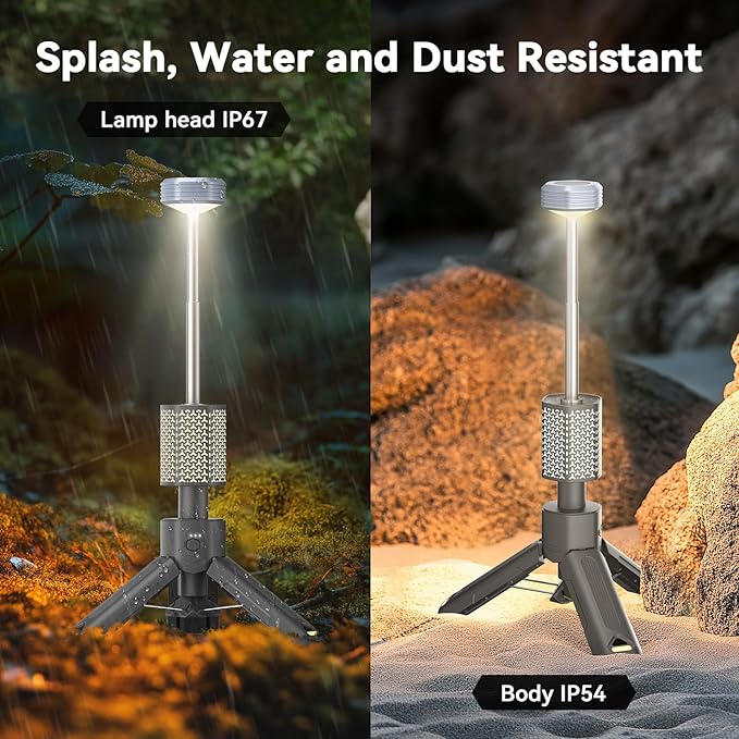 MORIKO Camping Lights Rechargeable Telescopic, Portable Collapsible Magnetic Lantern Camping Essentials, 10,500mAh IP67 Waterproof LED Flashlights, Camping Gear for Hiking Fishing Travel Emergency