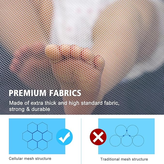 AMMER Portable Mosquito Net Tent for Beds, Pop-Up Foldable Mosquito Netting Folding Design with Net Bottom,2 Entries,Suit for Twin to King Size Bed (79x71x59inch)