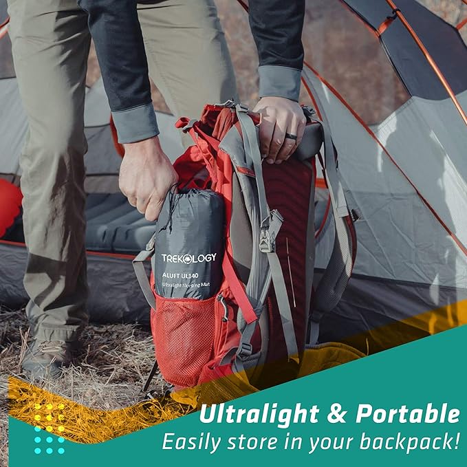 TREKOLOGY Sleeping Pad for Camping, UL140 Ultralight Backpacking Sleeping Mats for Adults Blow Up for Camping Sleeping Pads