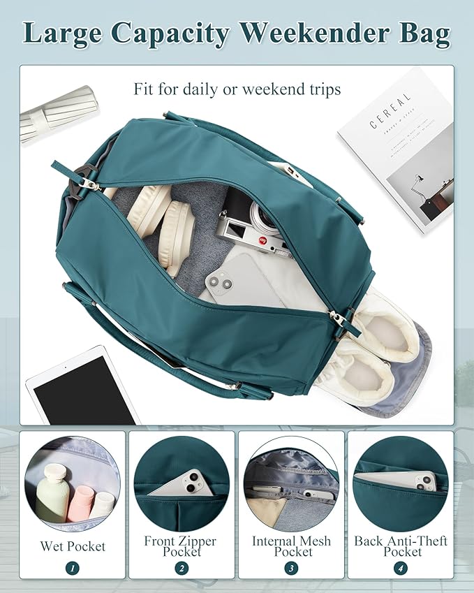 Gym Bag Womens,Travel Duffel Carry on Bag Sport Tote Bag Weekend Overnight Bag