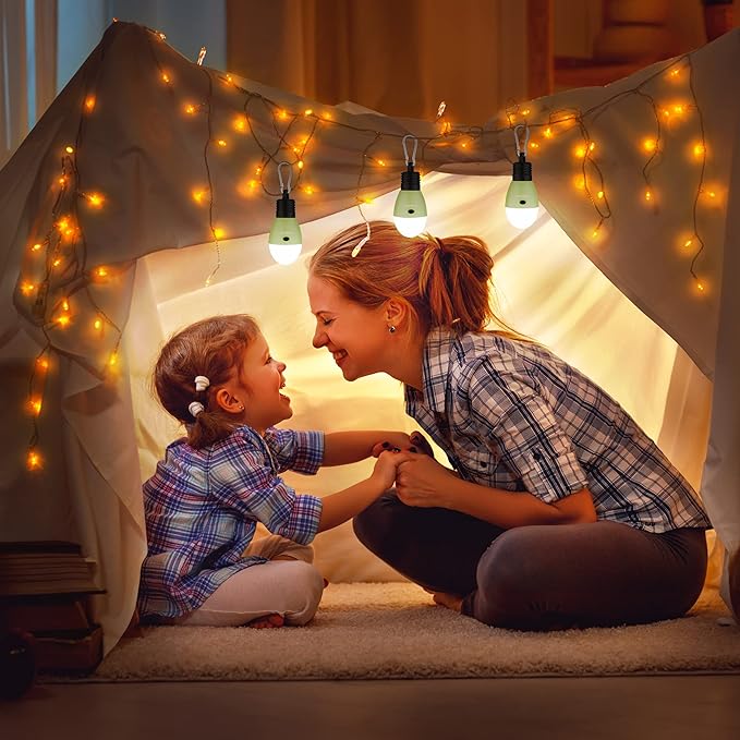 EverBrite Rechargeable Camping Light,Portable Tent Lantern,3 Lighting Modes, Hanging Tent Light Bulbs with Clip Hook for Hiking, Fishing, Backpacking, Emergency and More-Green