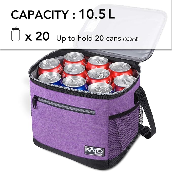 Tirrinia Large Insulated Lunch Box for Men/Women, Leakproof Thermal Lunch Bag for Office Picnic Work Beach Camping,Reusable Lunch Cooler Tote for Adult,Purple