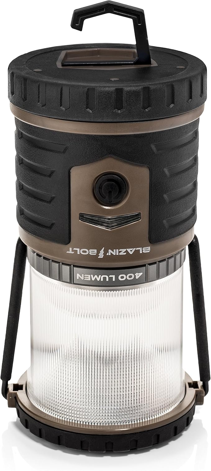 Blazin Bolt Rugged USB Rechargeable Lantern | 400 Lumen | 400 Hours of Light | 6000mAh Power Bank | 6 Modes | Camping, Emergency, Power Outage, Storm, Blizzard, Hurricane Survival