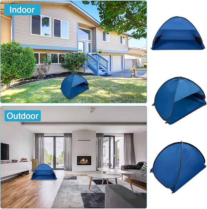 Pop Up Beach Sun Tent, 1 Pack Foldable Anti-UV Mini Automatic Pop Up Tent with 4 Water Storage Bag Instant Sun Protection Canopy with Fixed Nails for Outdoors Camping Picnic Beach