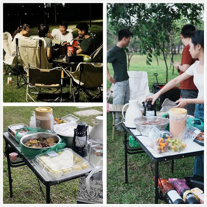 Titanker Folding Camping Table 3ft, Folding Picnic Table, Camp Tables Portable Foldable, 50% Extra Side Space, Outdoor Patio Table, RV/Car Camping Essentials, Aluminum Light & Solid