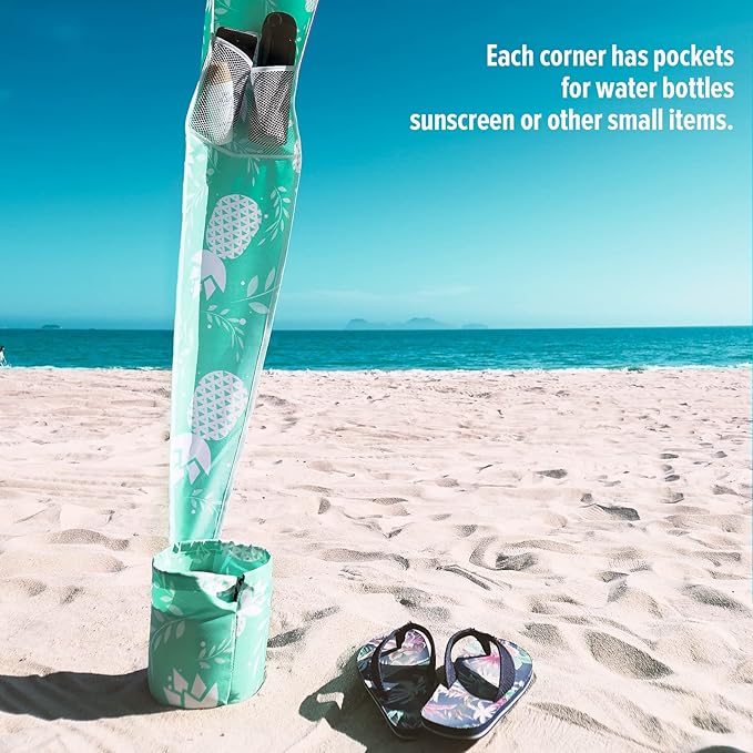 Qipi Beach Cabana - Easy to Set Up Canopy, Waterproof, Portable 6' x 6' Beach Shelter, Included Side Wall, Shade with UPF 50+ UV Protection, Ultimate Sun Umbrella - for Kids, Family & Friends