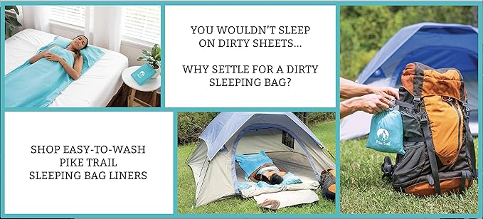 Pike Trail Sleeping Bag Liner – Travel and Camping Sheet, Lightweight and Compact Insert with Full Length Zipper and Guarantee