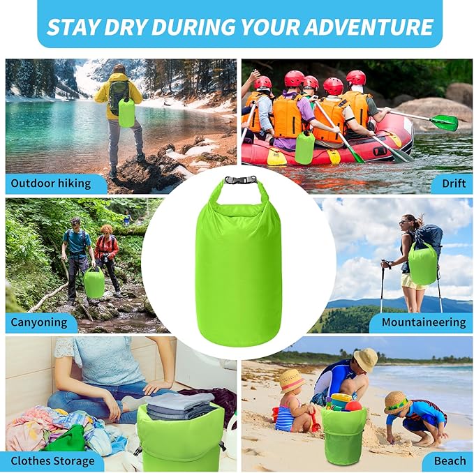 Dry Bag Set, Waterproof Small Lightweight Dry Bags for Paddle Board Kayaking, Fishing, Camping (Green, 20L 2Pack)