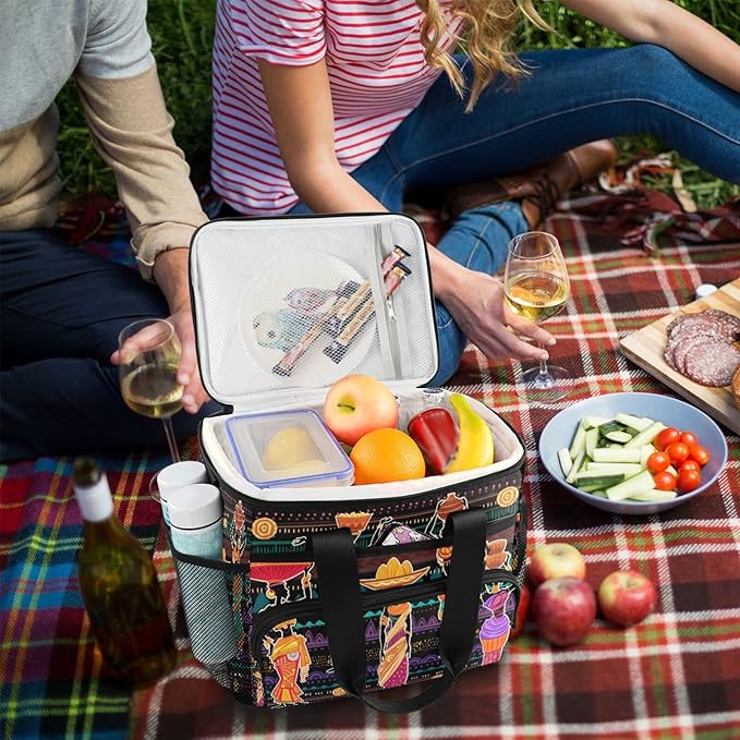 Cooler Bag Insulated Picnic Bag Large Lunch Box Reusable Tote Bag Soft Sided Portable Beach Cooler Grocery Camping