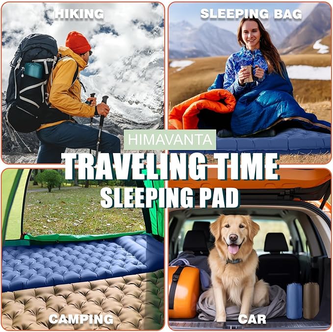 Sleeping Pad, Ultralight Thicken Inflatable Sleeping Pad for Camping, Camping Pad with Carry Bag, Built-in Pillow and Pump (Navy)