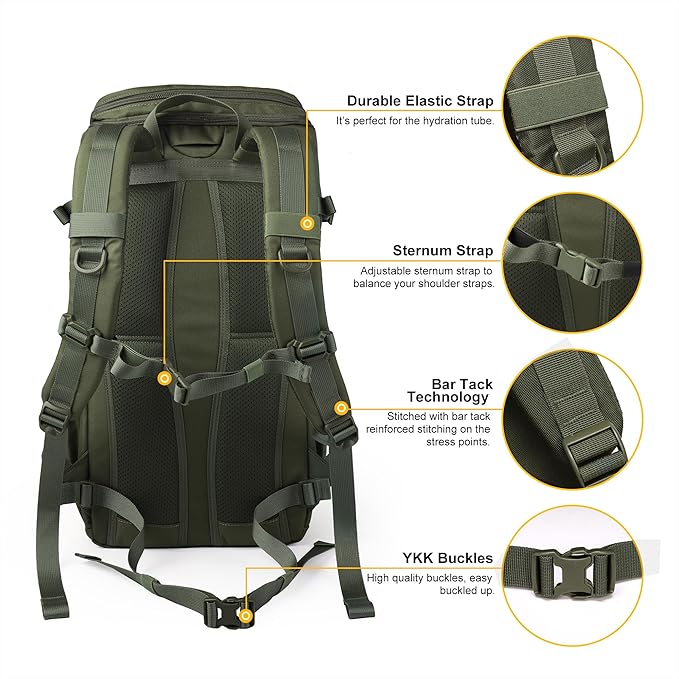 Mardingtop Tactical Backpacks Molle Hiking daypacks for Motorcycle Camping Hiking Military Traveling,25L Backpack