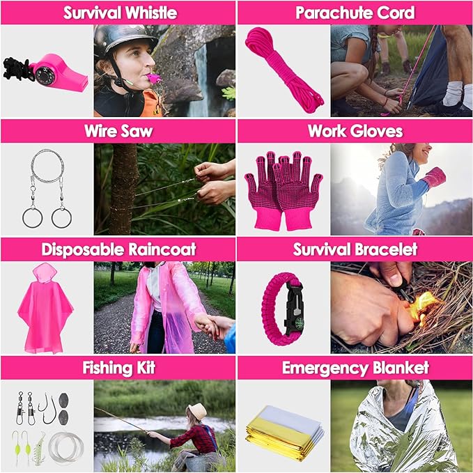 Emergency Survival Kit and First Aid Kit, Self Defense Kit Safety Kit, Survival Gear and Equipment with Tactical Molle Pouch and Emergency Tent, Outdoor Adventure, Hiking, Hunting, Gifts for Men Women