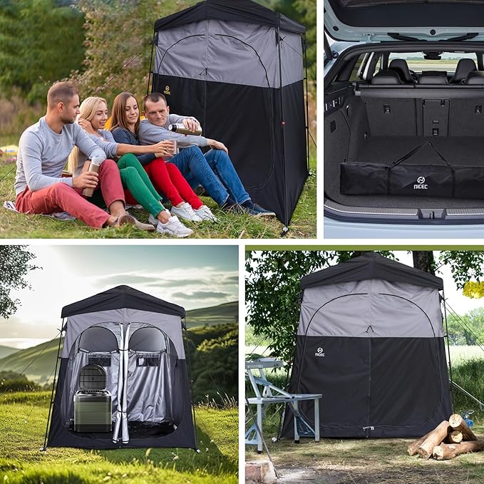 Nice C Camping Shower Tent, Instant Pop Up Changing Tent, Privacy Tent, Outdoor Shower Enclosure, Toilet Tent, Oversize (2 Room)