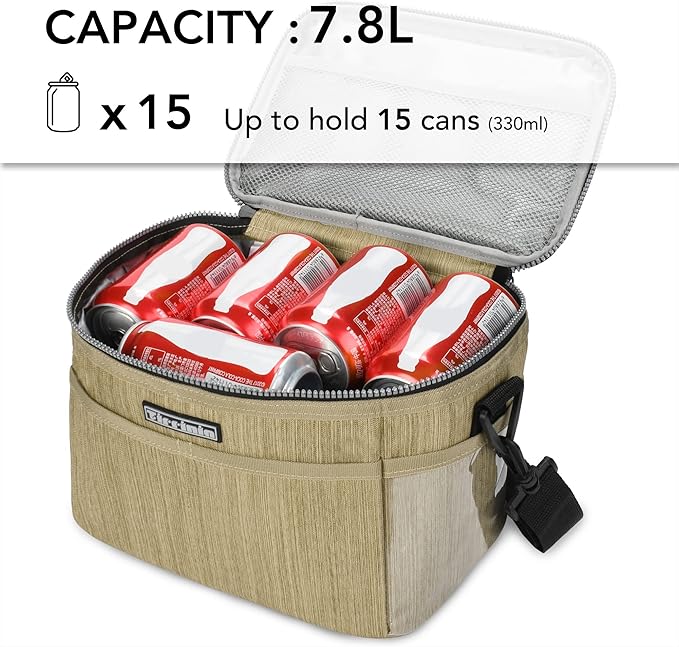 Tirrinia Insulated Lunch Box for Women Men, Leakproof Reusable Lunch Bag Containers for Adult,Working,Office,Lunch Soft Cooler Bag Tote for Picnic Hiking Beach,Khaki