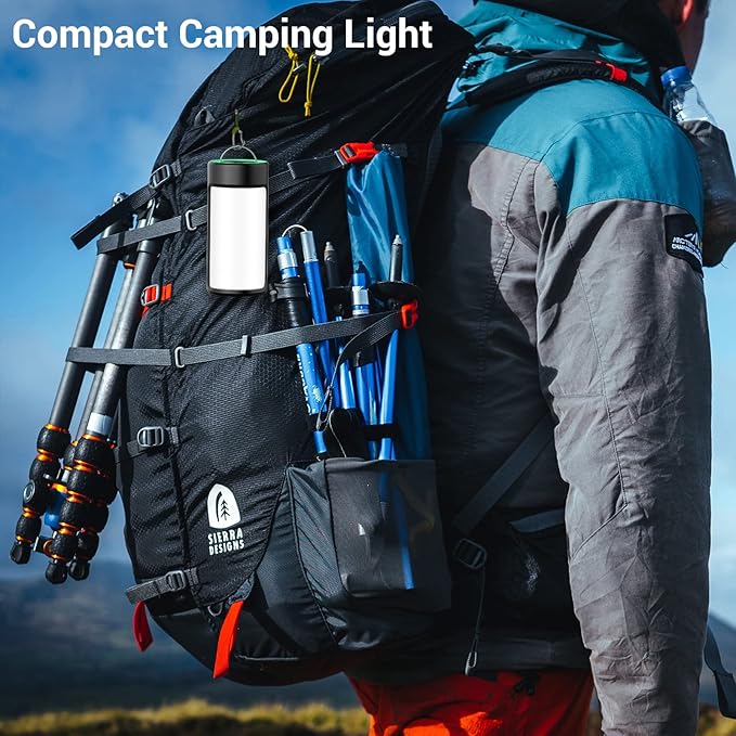 LED Camping Lantern, CT CAPETRONIX Rechargeable Camping Lights with 400LM 5 Light Modes, Battery Powered LED Lantern for Power Outage Emergency Hurricane Camping Gear(2 Pack, Black & Lake Blue)