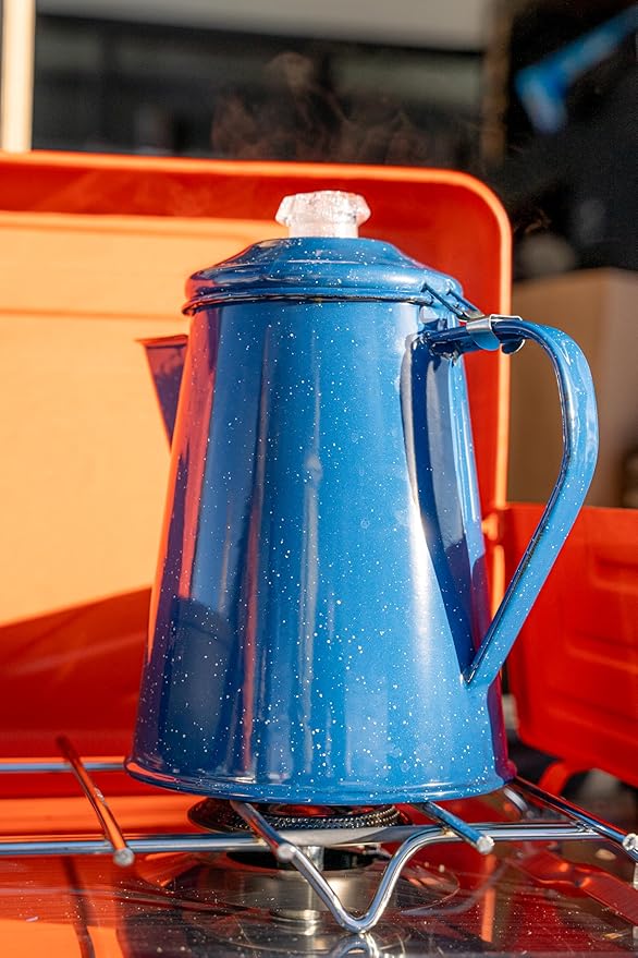 GSI Outdoors Percolator Coffee Pot | Enamelware Campfire Coffee Boiler Kettle for Outdoor Camping Cookware, Cabin, RV, Kitchen, Hunting & Backpacking