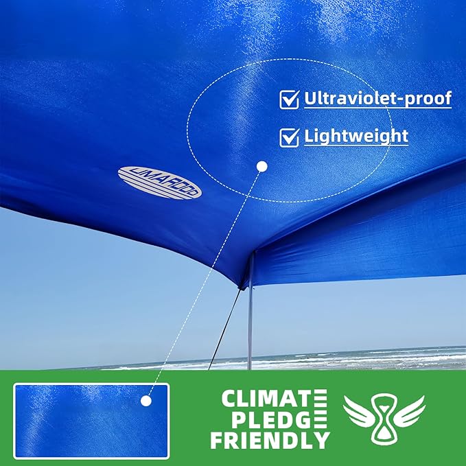 UMARDOO Family Beach Tent Canopy Sun Shade Portable 10×10FT,Wind Resistance Beach Sun Shelter Easy Setup with Packable Carry Bag for Outdoor Travel UPF 50+(Blue)