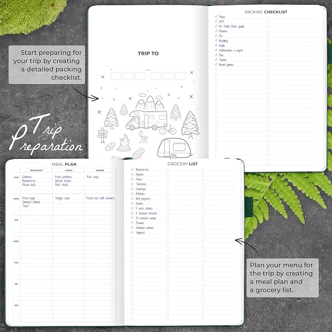 Clever Fox Camping Journal – Camper Log Book & RV Trip Planner – Outdoor Camp Journal & Adventure Travel Notebook for 12 Trips, A5 (Forest Green)