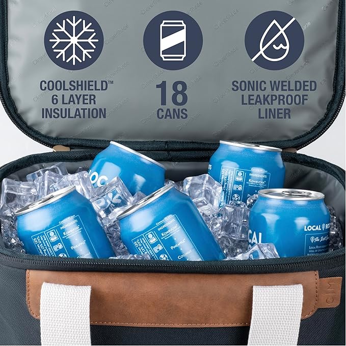 CleverMade 18-Can Heavy Duty Backpack Cooler with Bottle Opener – Leakproof Insulated Cooler Bag for Lunch, Work, Beach, Camping, Picnic – Leeward Navy