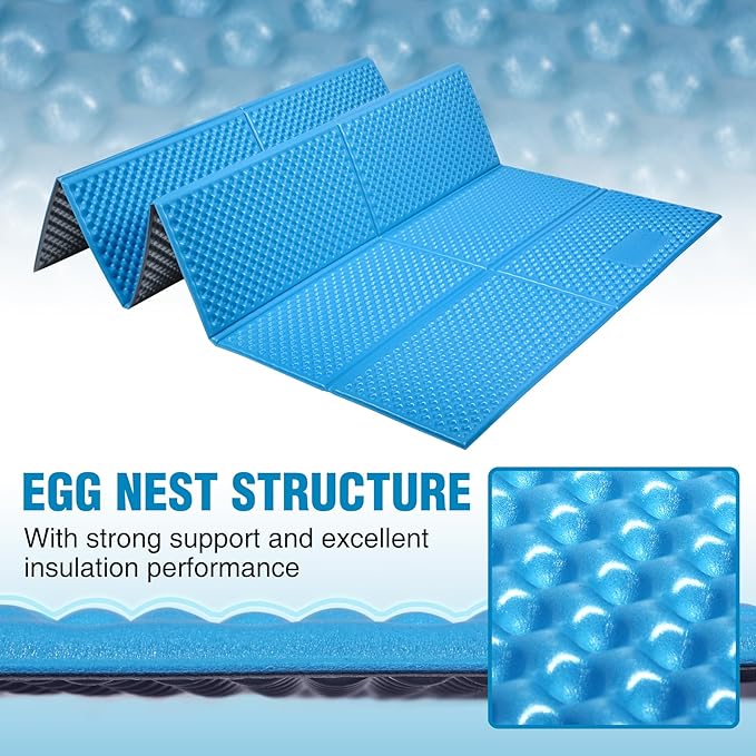 REDCAMP Foldable Foam Camping Pads for Sleeping, Waterproof Closed Cell Foam Camping Sleeping Pad - Ultra-Lightweight for Hiking & Backpacking, R-2.1 Insulated, Royal Blue/Grey/Green/Brown/Khaki